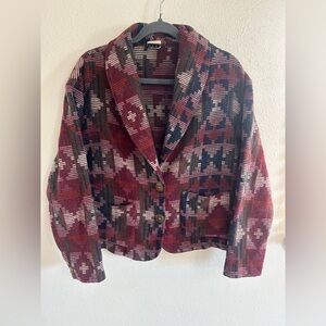Vintage Ivy Western Aztec Blanket Tapestry Blazer Jacket Women’s